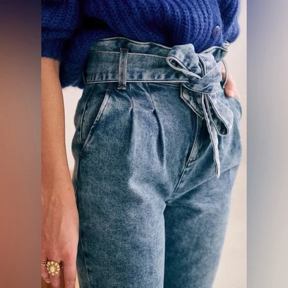 Sezane Denim - Sezane Austin Trousers Bleached Blue Denim—EU 38